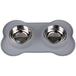 Pet London Silicone Double Dog Bowl, Grey